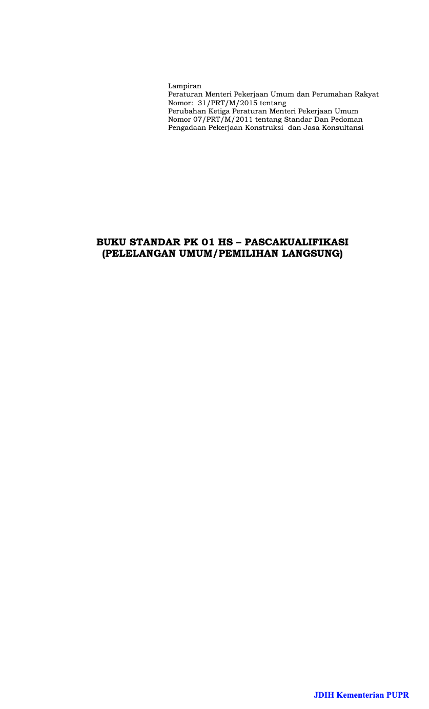 Standar PK 01 HS-Pascakualifikasi (Pelelangan Umum/Pemilihan Langsung)